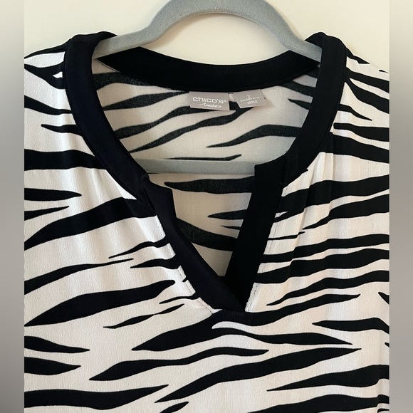 Chico’s Traveler’s Style Black & White Flowy Blouse Women’s Size Large - Picture 5 of 15